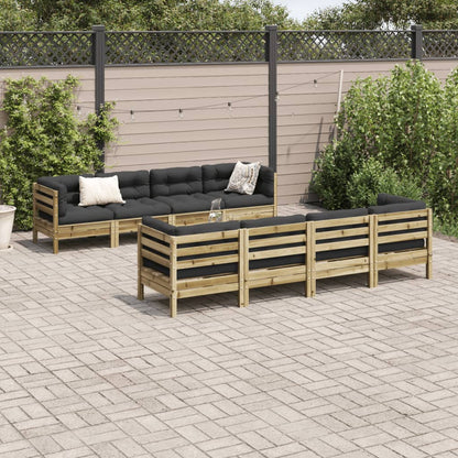Set Divani da Giardino 9pz con Cuscini Legno Impregnato di Pino | homemem39