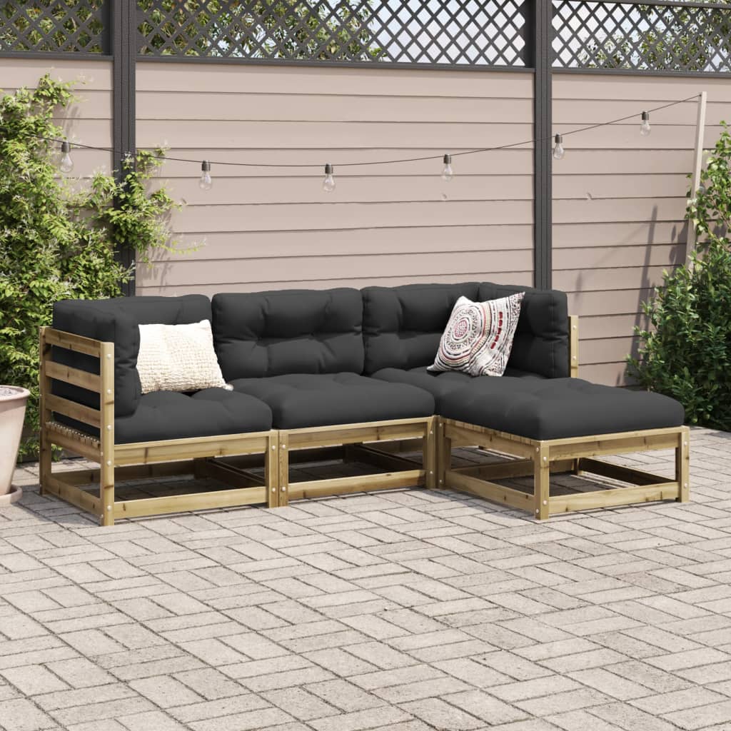 Set Divani da Giardino 4 pz in Legno Impregnato di Pino | homemem39