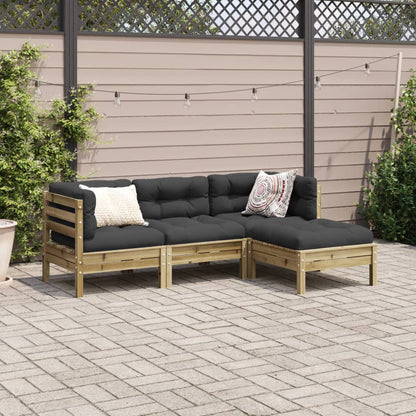 Set Divani da Giardino 4pz con Cuscini Legno Impregnato di Pino | homemem39