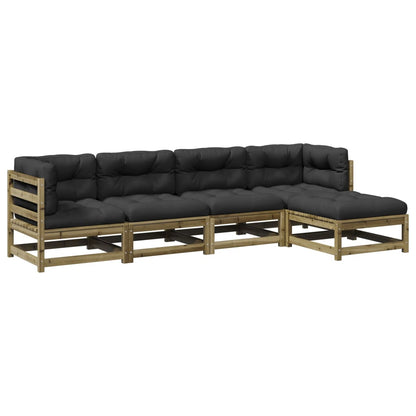 Set Divani da Giardino 5pz con Cuscini Legno Impregnato di Pino - homemem39