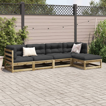 Set Divani da Giardino 5pz con Cuscini Legno Impregnato di Pino - homemem39