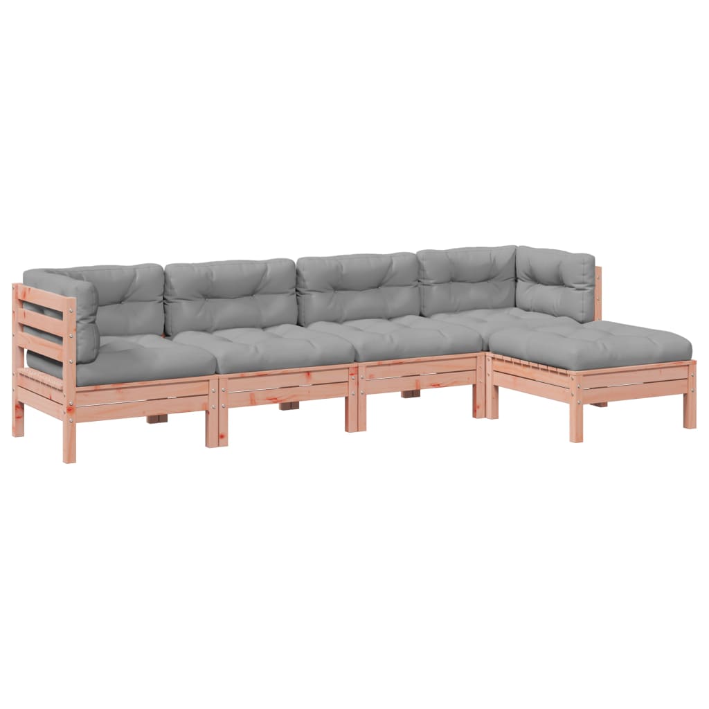Set Divani Giardino 5 pz Cuscini Legno Massello Abete Douglas | homemem39