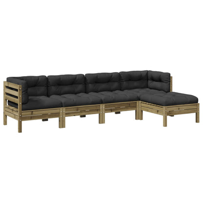 Set Divani da Giardino 5pz con Cuscini Legno Impregnato di Pino | homemem39