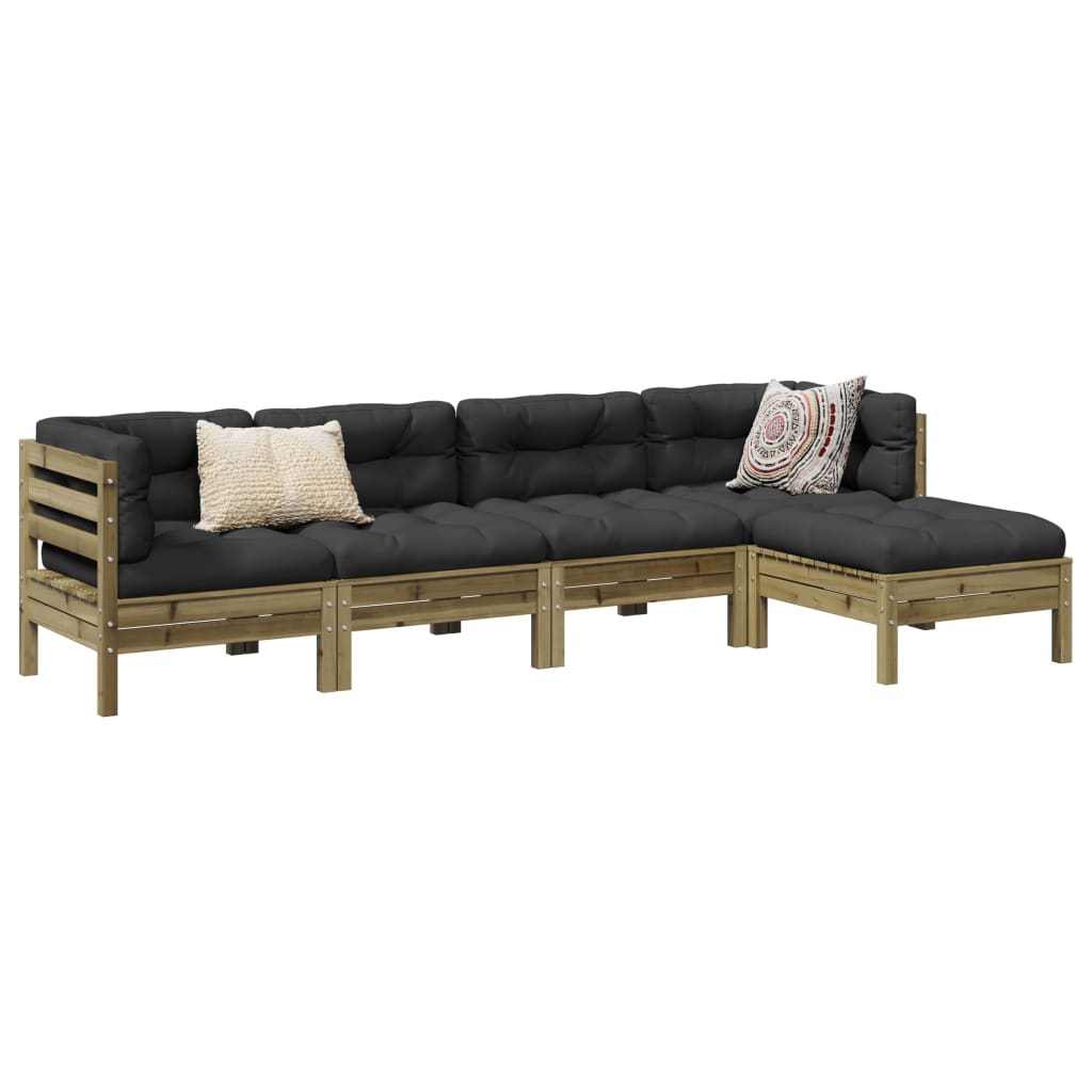 Set Divani da Giardino 5pz con Cuscini Legno Impregnato di Pino | homemem39