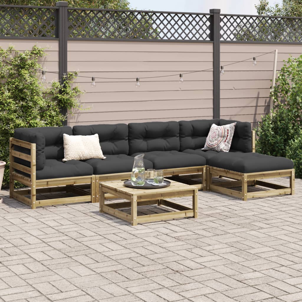 Set Divani da Giardino 6pz con Cuscini Legno Impregnato di Pino - homemem39