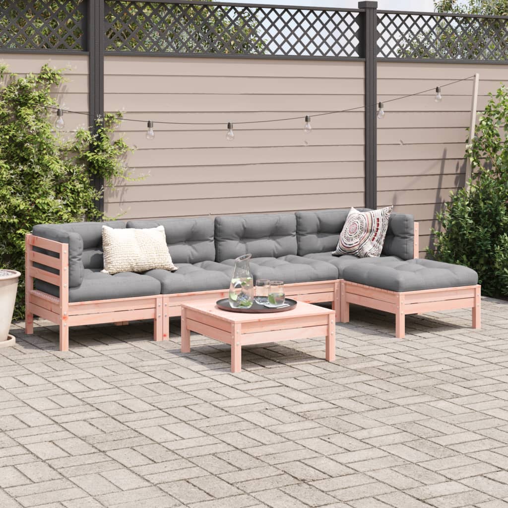 Set Divani Giardino 6 pz Cuscini Legno Massello Abete Douglas | homemem39
