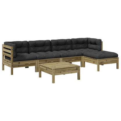 Set Divani da Giardino 6pz con Cuscini Legno Impregnato di Pino | homemem39