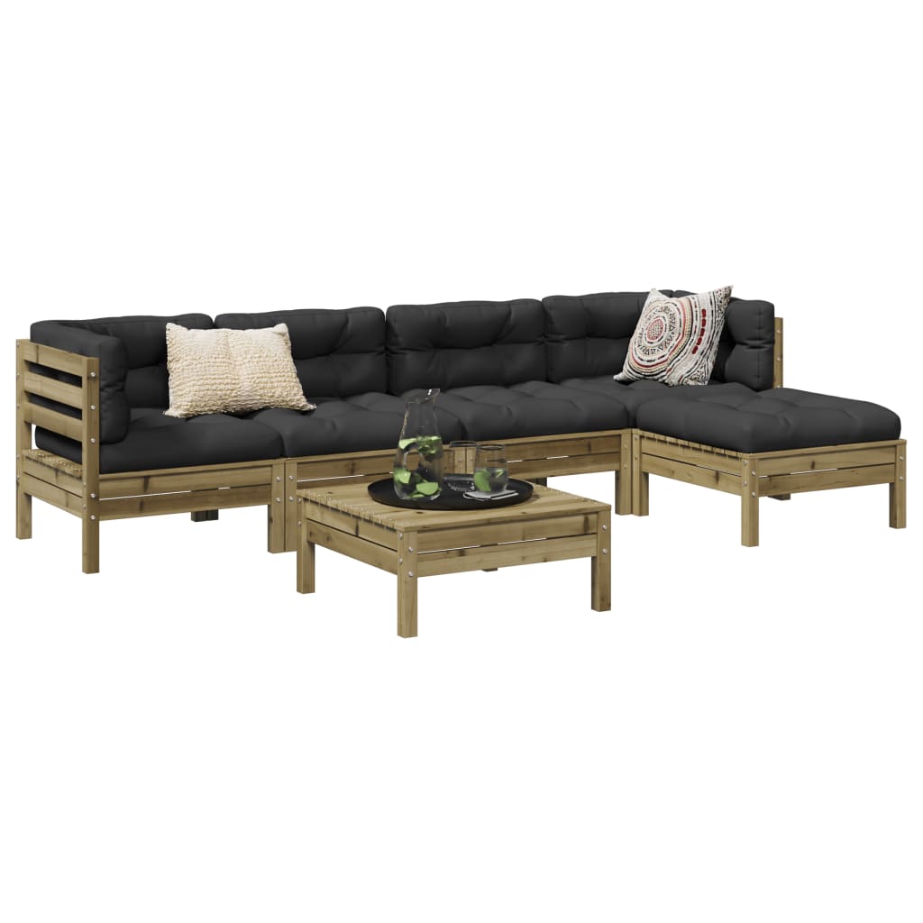 Set Divani da Giardino 6pz con Cuscini Legno Impregnato di Pino | homemem39