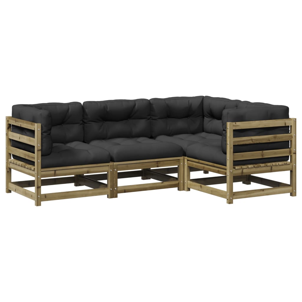 Set Divani da Giardino 4pz con Cuscini Legno Impregnato di Pino - homemem39