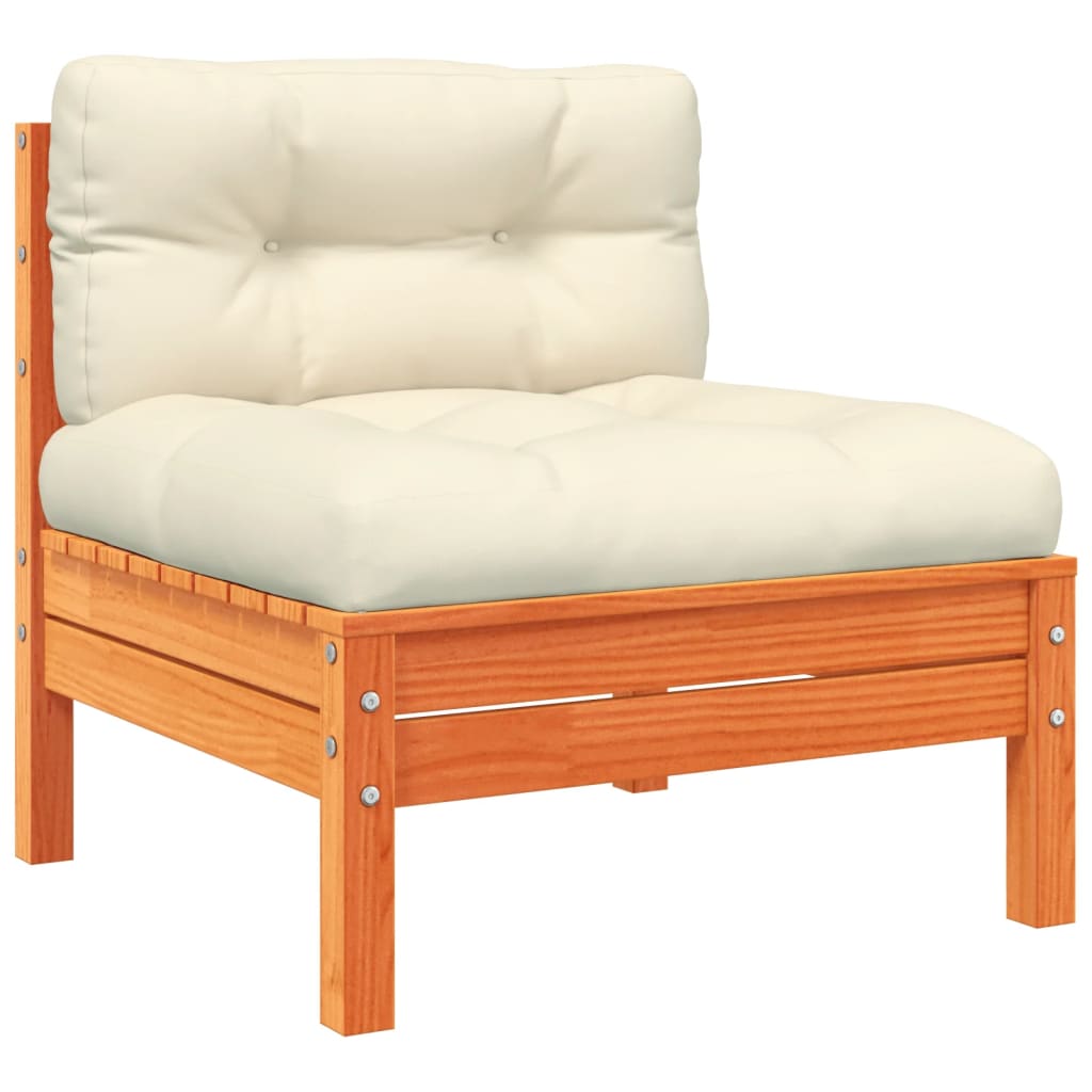 Set Divani Giardino 4pz con Cuscini Marrone Cera Massello Pino | homemem39