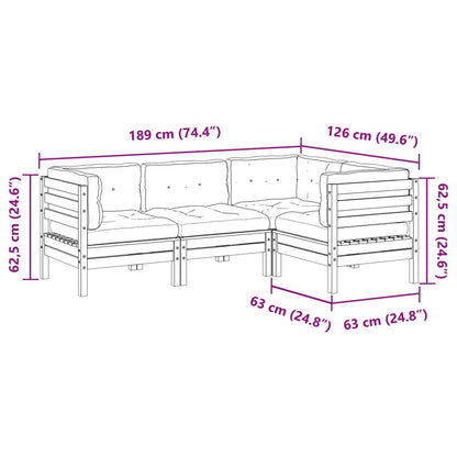 Set Divani Giardino 4pz con Cuscini Marrone Cera Massello Pino | homemem39