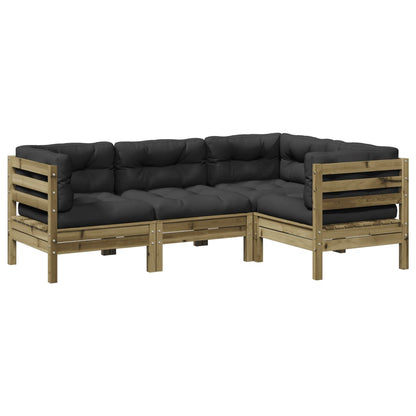 Set Divani da Giardino 4pz con Cuscini Legno Impregnato di Pino | homemem39
