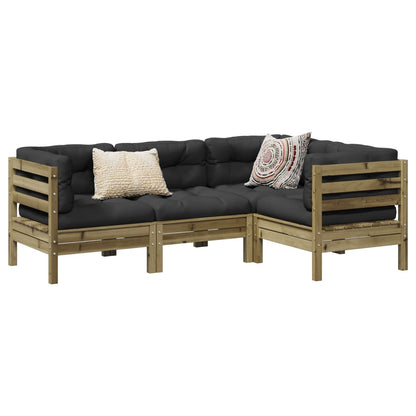 Set Divani da Giardino 4pz con Cuscini Legno Impregnato di Pino | homemem39