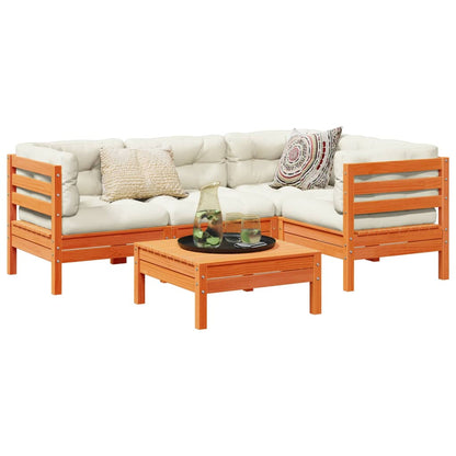 Set Divani Giardino 5pz con Cuscini Marrone Cera Massello Pino | homemem39