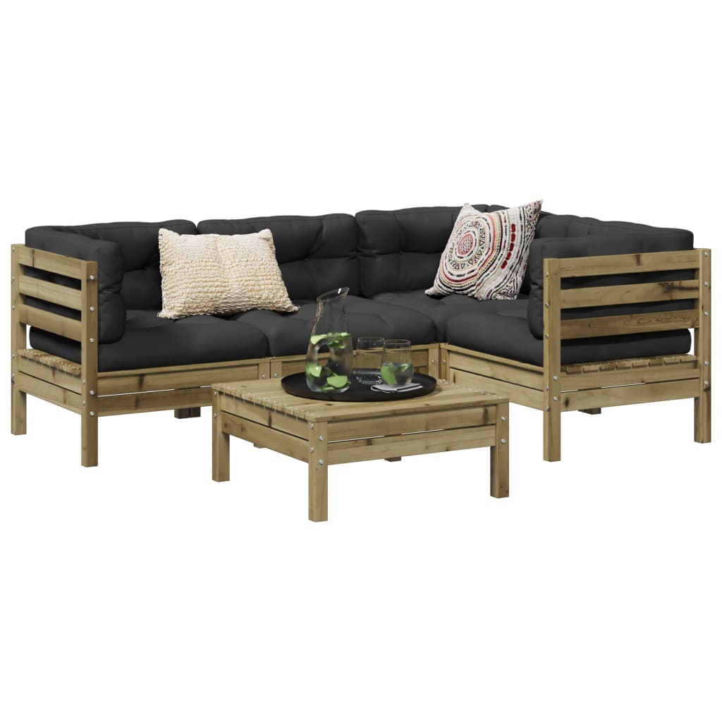 Set Divani da Giardino 5pz con Cuscini Legno Impregnato di Pino | homemem39