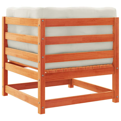 Set Divani Giardino 5pz con Cuscini Marrone Cera Massello Pino | homemem39