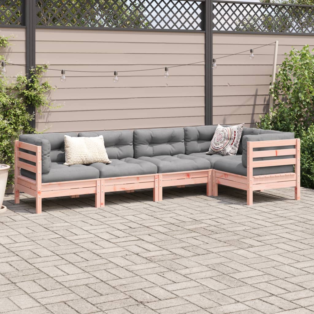 Set Divani Giardino 5 pz Cuscini Legno Massello Abete Douglas | homemem39