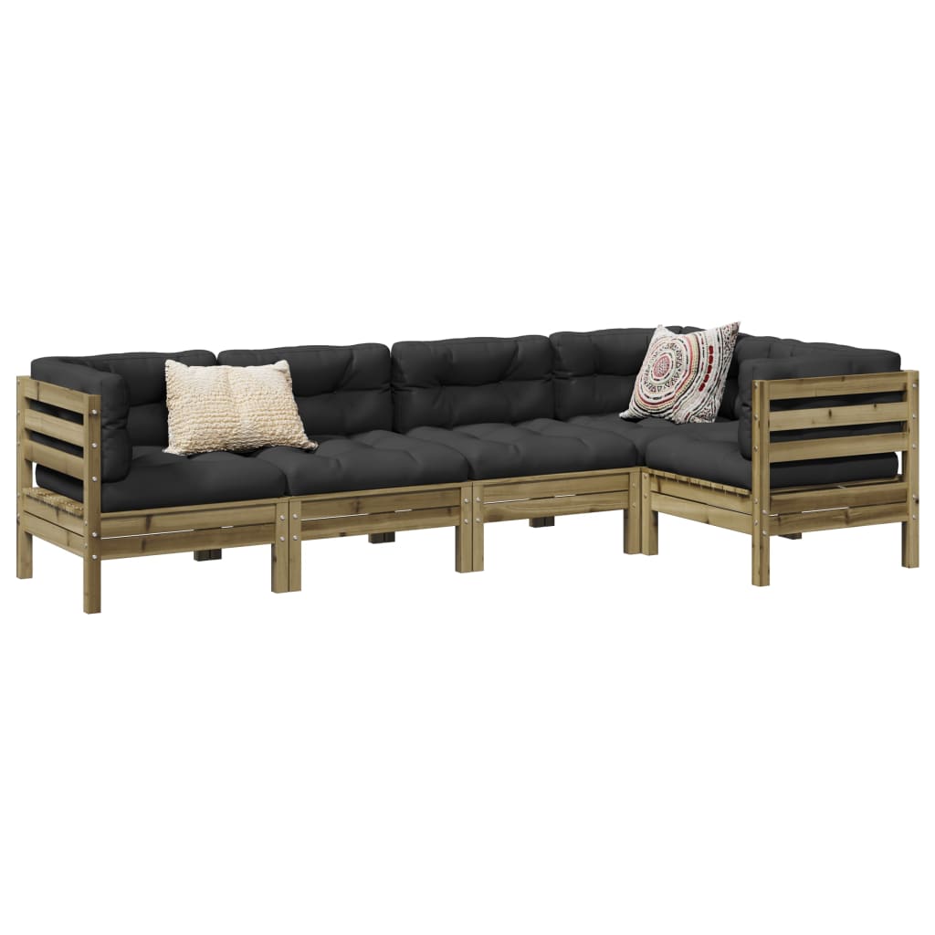 Set Divani da Giardino 5pz con Cuscini Legno Impregnato di Pino | homemem39