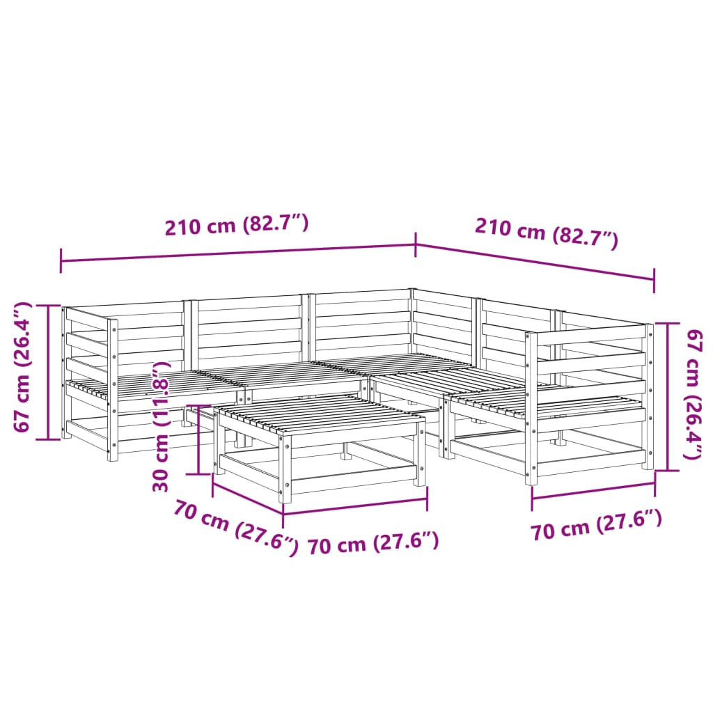 Set Divani da Giardino 6 pz in Legno Impregnato di Pino | homemem39