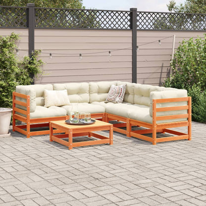 Set Divani Giardino 6pz con Cuscini Marrone Cera Massello Pino | homemem39