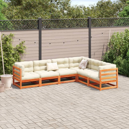 Set Divani Giardino 6pz con Cuscini Marrone Cera Massello Pino | homemem39