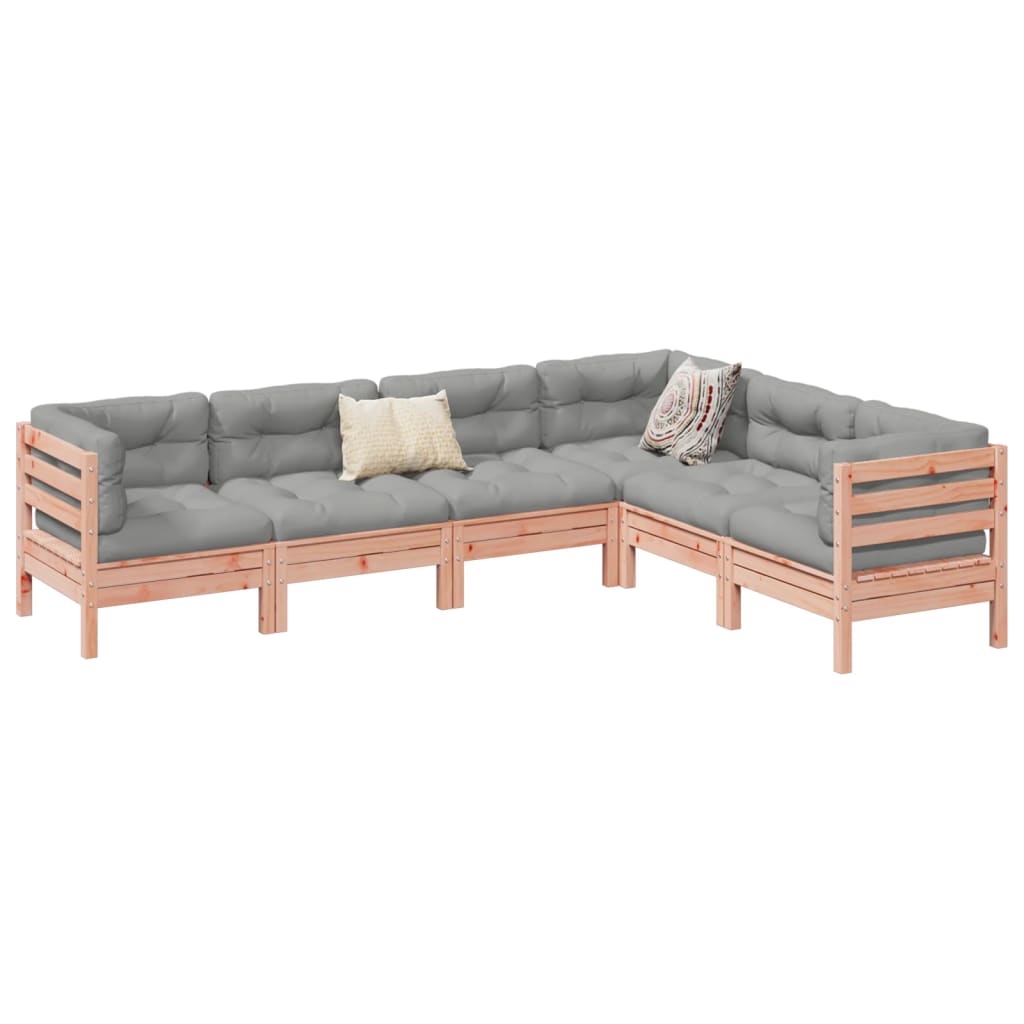 Set Divani Giardino 6 pz Cuscini Legno Massello Abete Douglas | homemem39