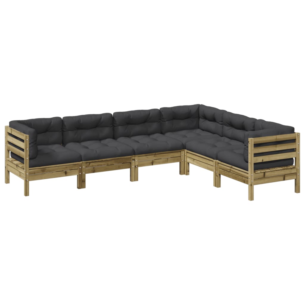 Set Divani da Giardino 6pz con Cuscini Legno Impregnato di Pino | homemem39