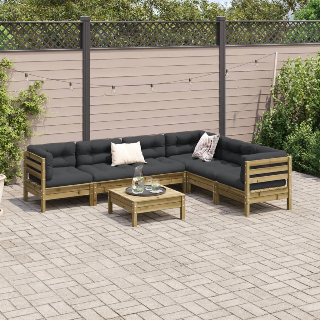 Set Divani da Giardino 7pz con Cuscini Legno Impregnato di Pino | homemem39