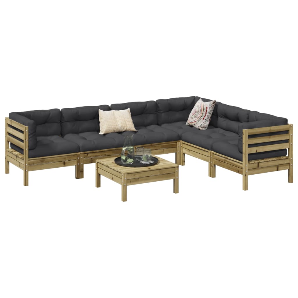 Set Divani da Giardino 7pz con Cuscini Legno Impregnato di Pino | homemem39