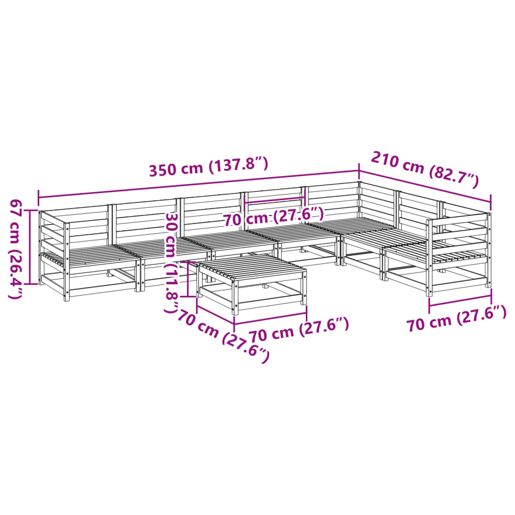 Set Divani da Giardino 8 pz in Legno Impregnato di Pino | homemem39