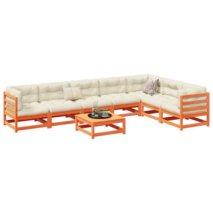 Set Divani Giardino 8 pz con Cuscini Marrone Cera Massello Pino | homemem39