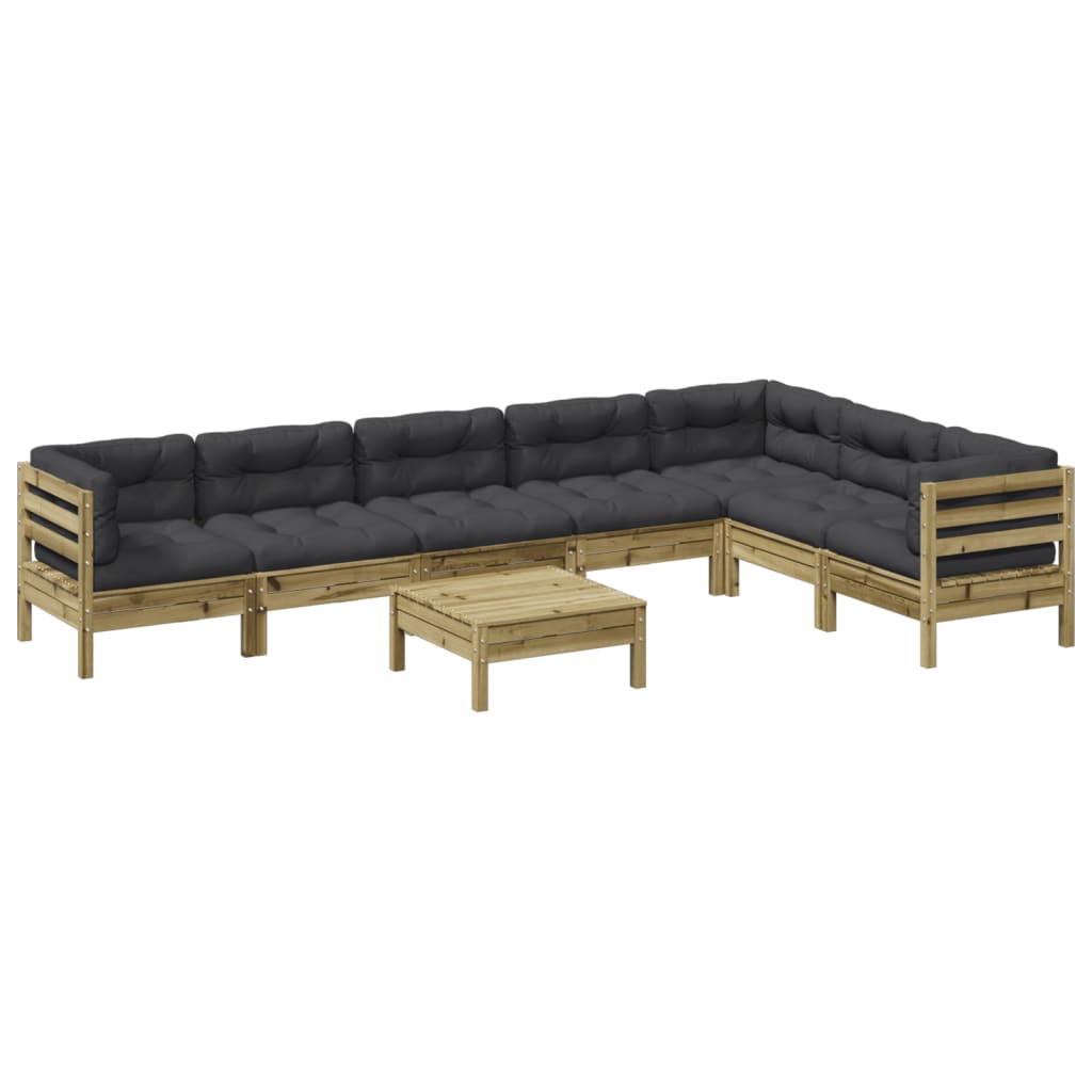 Set Divani da Giardino 8pz con Cuscini Legno Impregnato di Pino - homemem39