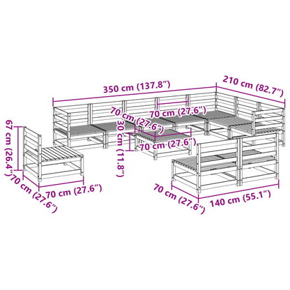 Set Divani da Giardino 11 pz in Legno Massello di Pino | homemem39