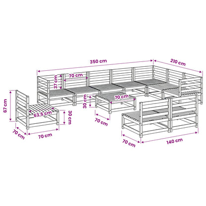 Set Divani da Giardino 11 pz in Legno Massello di Pino