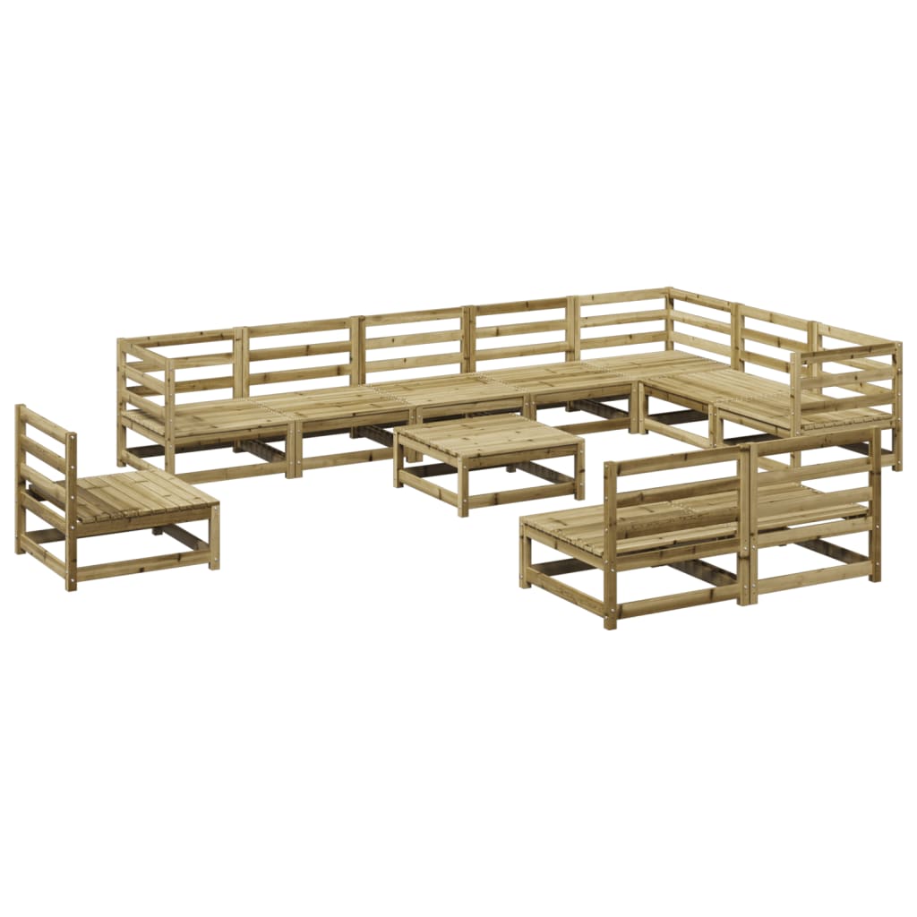 Set Divani da Giardino 11 pz in Legno Impregnato di Pino - homemem39