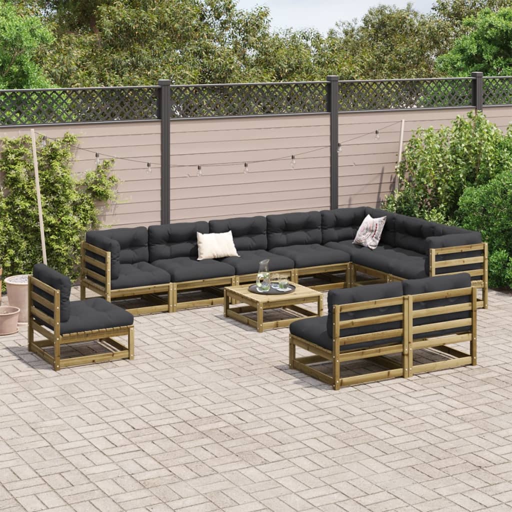 Set Divani da Giardino 11 pz in Legno Impregnato di Pino - homemem39