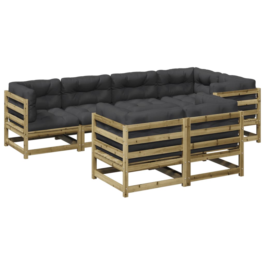 Set Divani da Giardino 7pz con Cuscini Legno Impregnato di Pino - homemem39