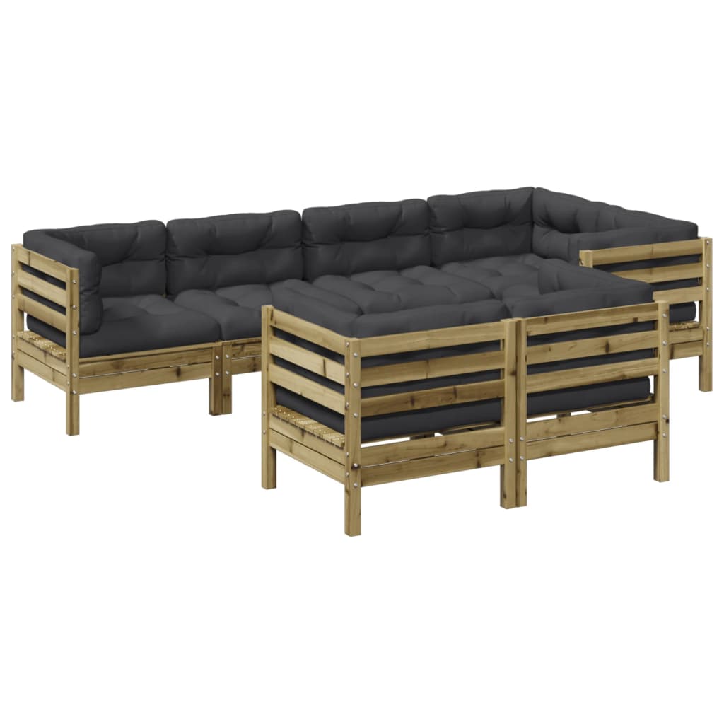 Set Divani da Giardino 7pz con Cuscini Legno Impregnato di Pino - homemem39