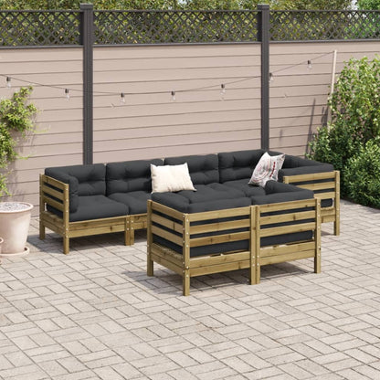 Set Divani da Giardino 7pz con Cuscini Legno Impregnato di Pino - homemem39