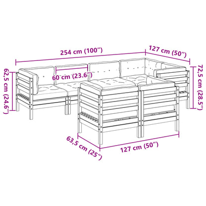 Set Divani da Giardino 7pz con Cuscini Legno Impregnato di Pino | homemem39