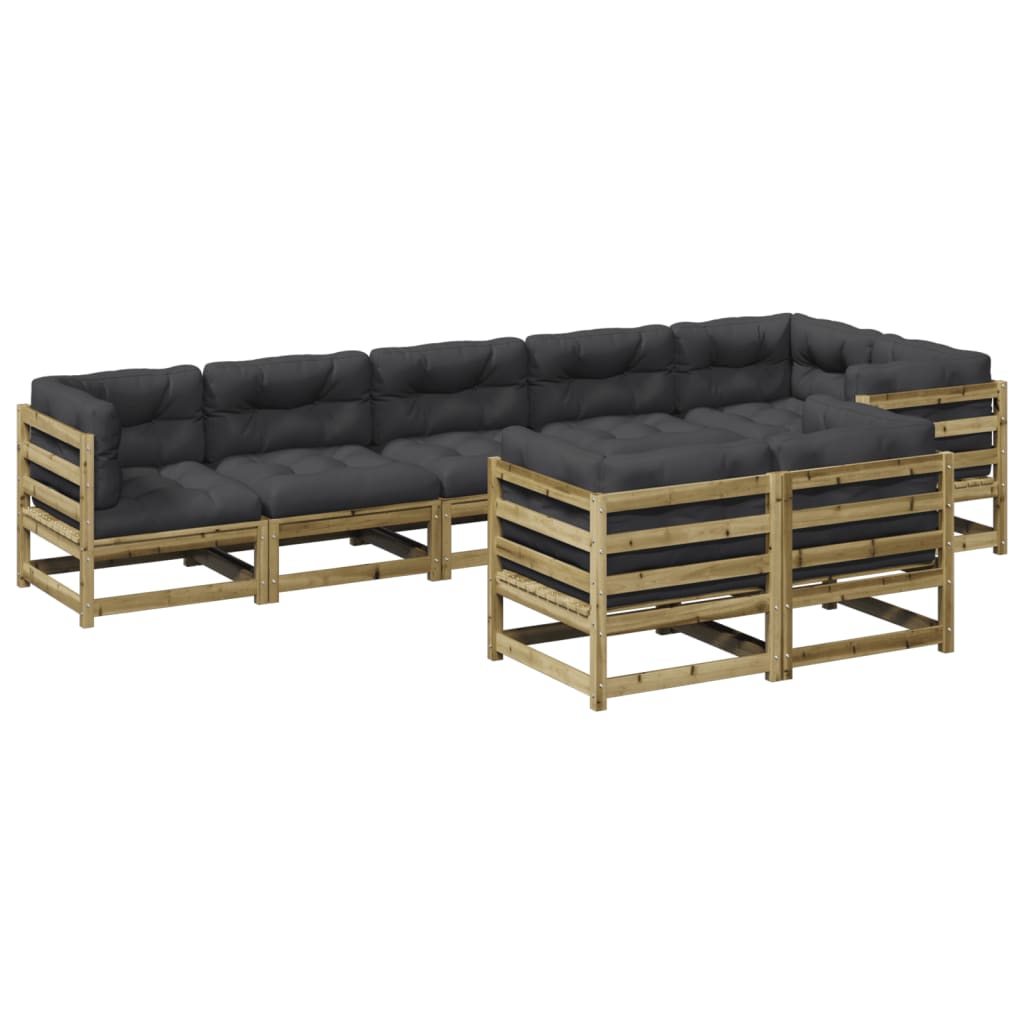 Set Divani da Giardino 8pz con Cuscini Legno Impregnato di Pino - homemem39