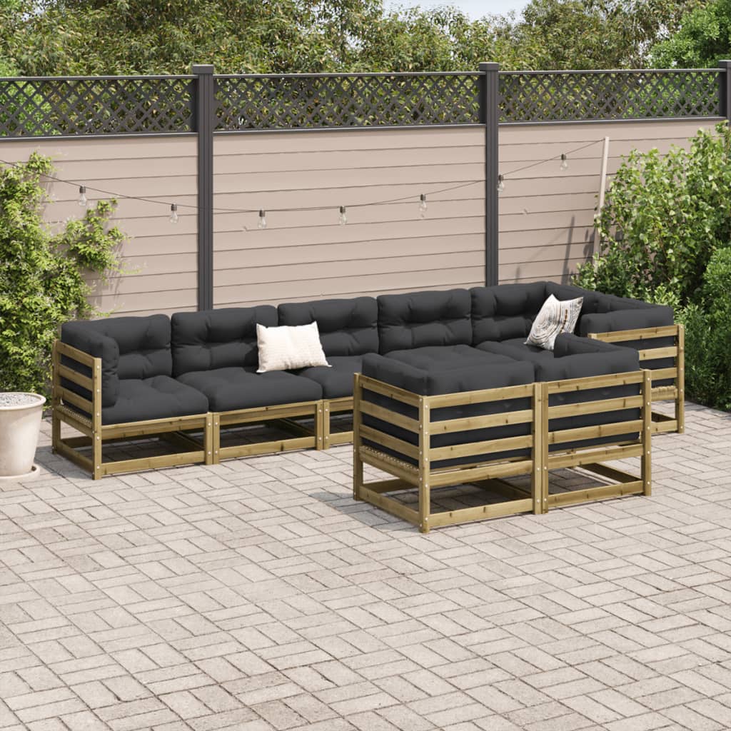 Set Divani da Giardino 8pz con Cuscini Legno Impregnato di Pino - homemem39