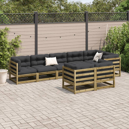 Set Divani da Giardino 8pz con Cuscini Legno Impregnato di Pino - homemem39