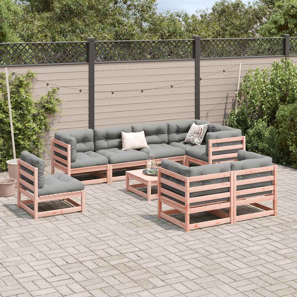 Set Divani da Giardino 9 pz in Legno Massello Abete Douglas