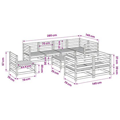 Set Divani da Giardino 9 pz in Legno Massello Abete Douglas