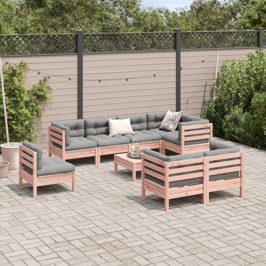 Set Divani Giardino 9 pz Cuscini Legno Massello Abete Douglas | homemem39