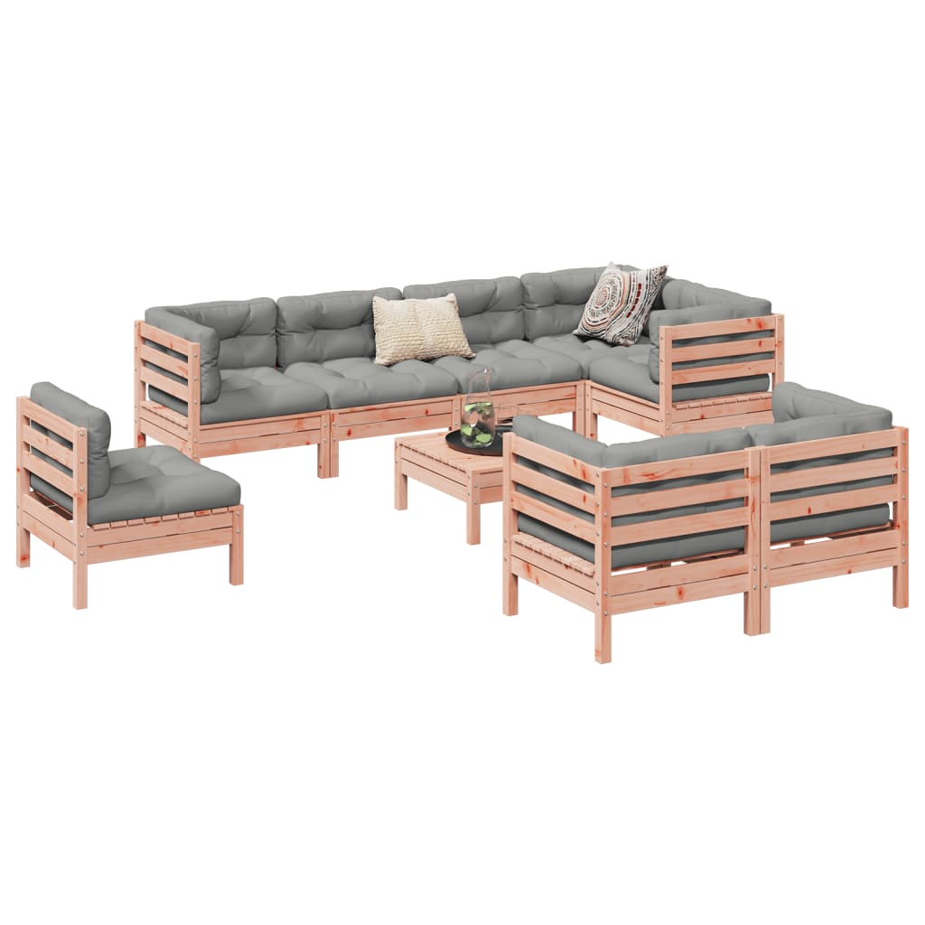 Set Divani Giardino 9 pz Cuscini Legno Massello Abete Douglas | homemem39
