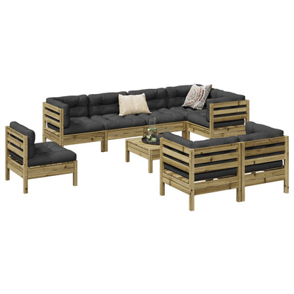 Set Divani da Giardino 9pz con Cuscini Legno Impregnato di Pino | homemem39