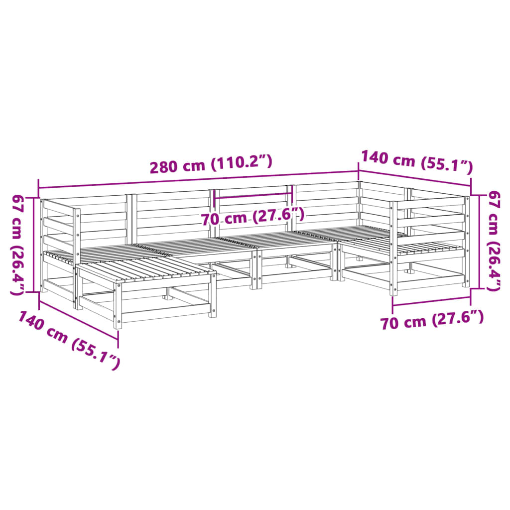 Set Divani da Giardino 6 pz in Legno Impregnato di Pino | homemem39
