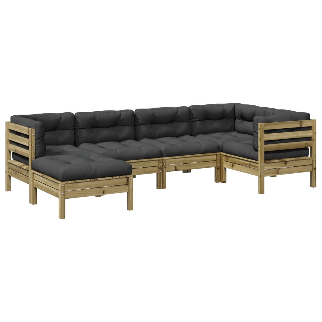Set Divani da Giardino 6pz con Cuscini Legno Impregnato di Pino | homemem39
